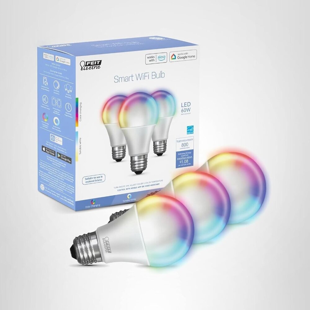 Smart Light Bulbs with RGBW Color Changing and Tunable White, 60W Replacement, D